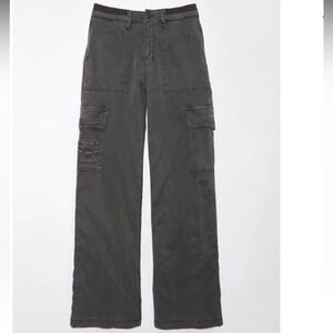 American Eagle Gray Super High Rise Baggy Wide Leg Pants Size 12